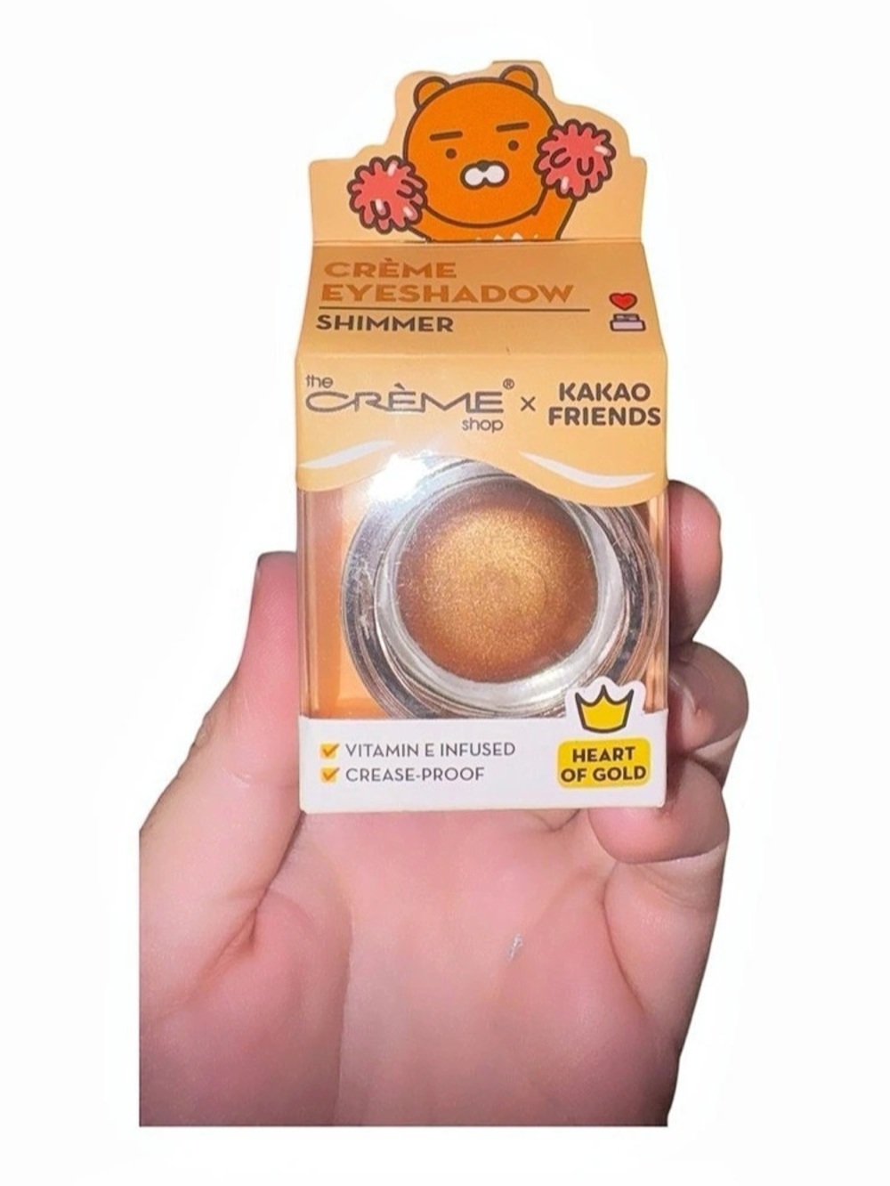 the Crème shop Kakao Friends Heart of Gold Shimmer Eyeshadow in Gold NWT